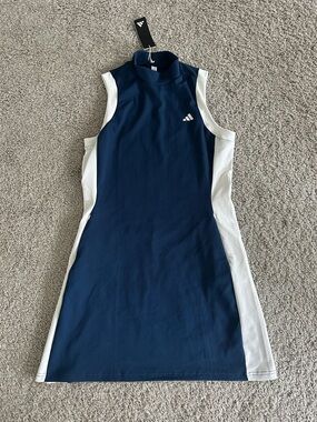 NEW ADIDAS Ultimate Rib Golf Dress Size Large Navy/White Retail $110